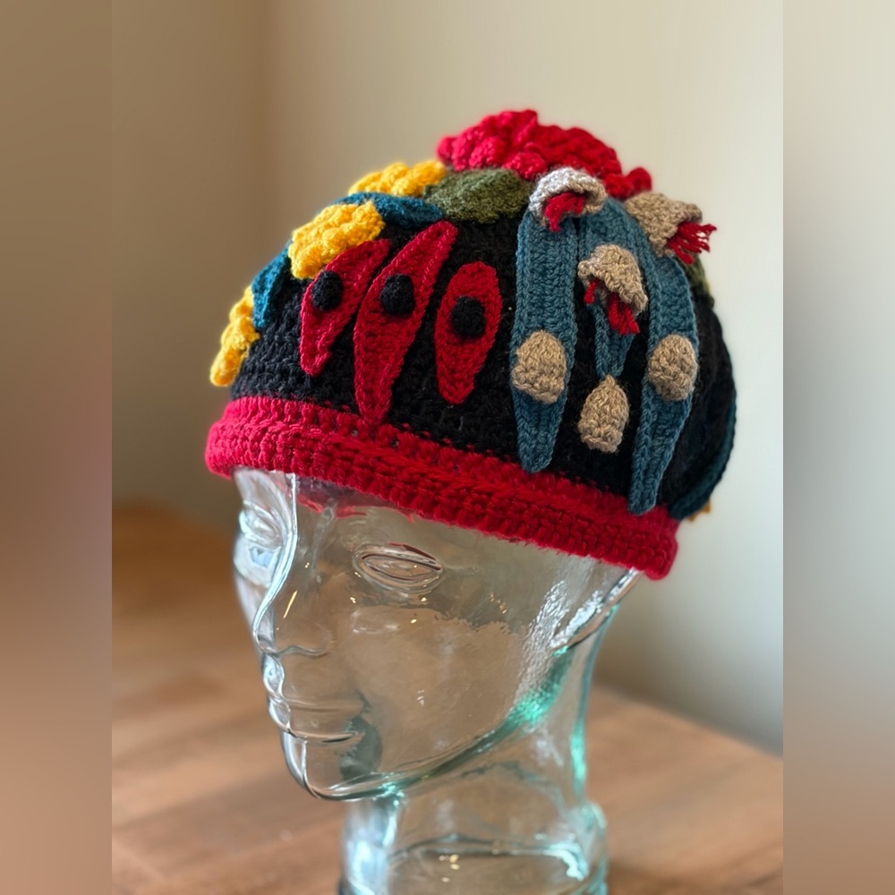 Artisan Handmade Underwater/Sea Creature Knit Boho Beanie - Picture 2 of 6